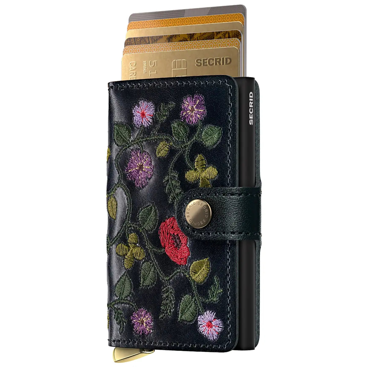 Secrid Premium+ Miniwallet Compact RFID Wallet - Stitch Floral Black+