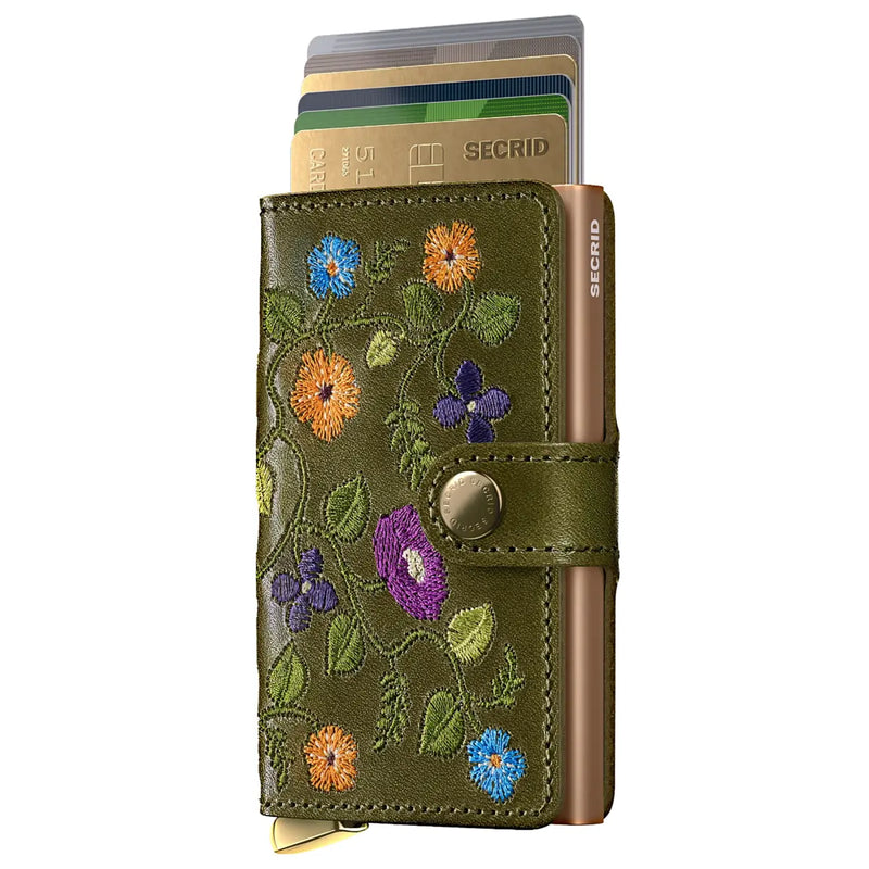 Secrid Premium+ Miniwallet Compact RFID Wallet - Stitch Floral Olive+
