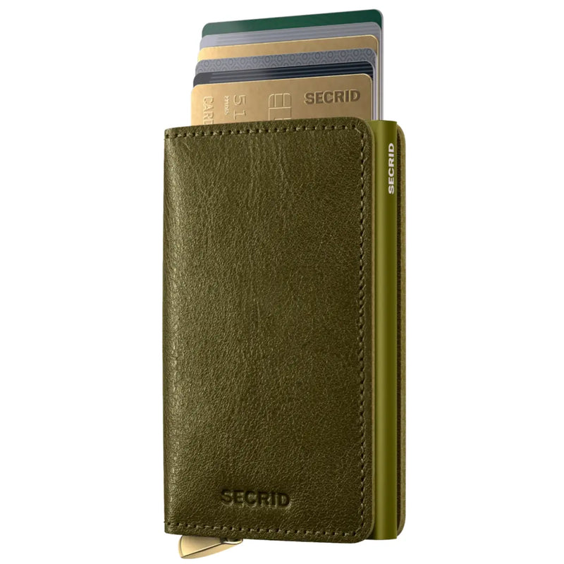 Secrid Premium+ Slimwallet Compact RFID Wallet - Basco Olive+