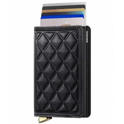 Card slide holds 4 embossed or 6 flat cards