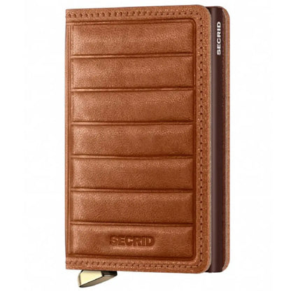 Secrid Premium Slimwallet Compact RFID Wallet - Emboss Lines Cognac