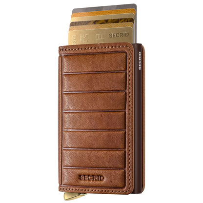 Secrid Premium+ Slimwallet Compact RFID Wallet - Emboss Lines Cognac+