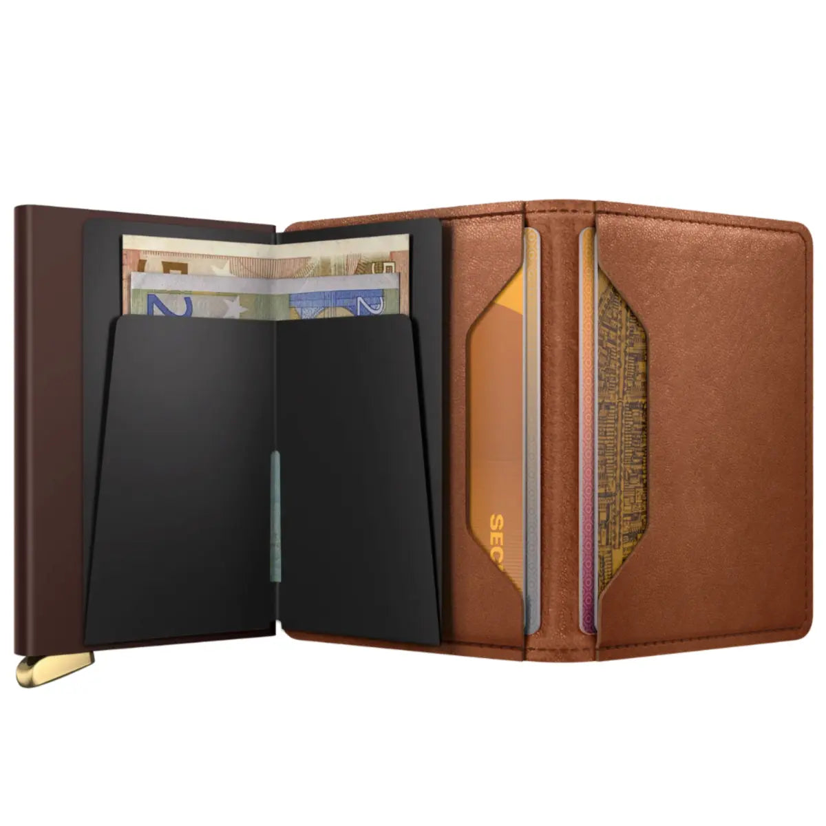 Secrid Premium+ Slimwallet Compact RFID Wallet - Emboss Lines Cognac+