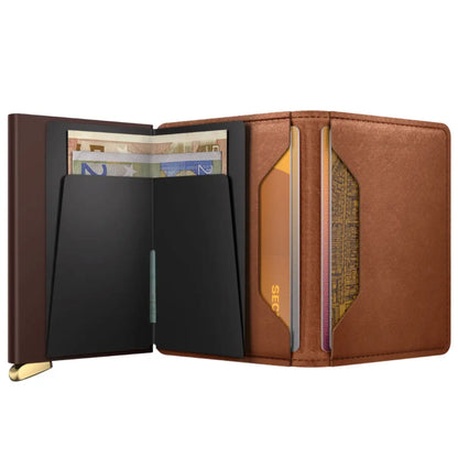 Secrid Premium+ Slimwallet Compact RFID Wallet - Emboss Lines Cognac+