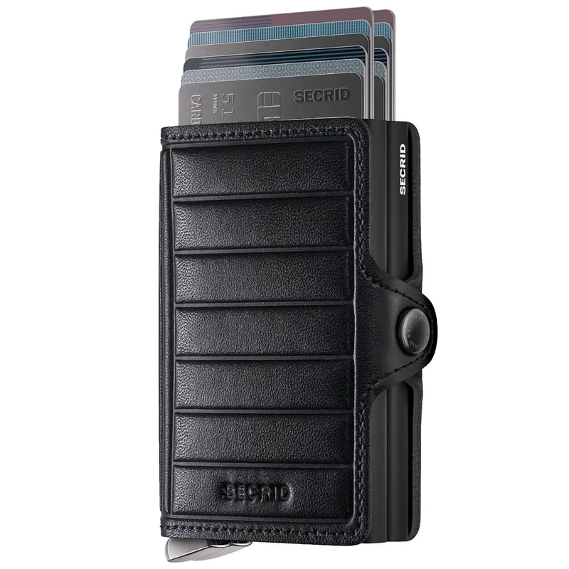 Secrid Premium+ Twinwallet Compact RFID Wallet - Emboss Lines Black+
