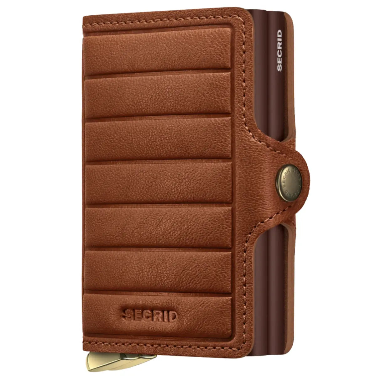 Secrid Premium+ Twinwallet Compact RFID Wallet - Emboss Lines Cognac+