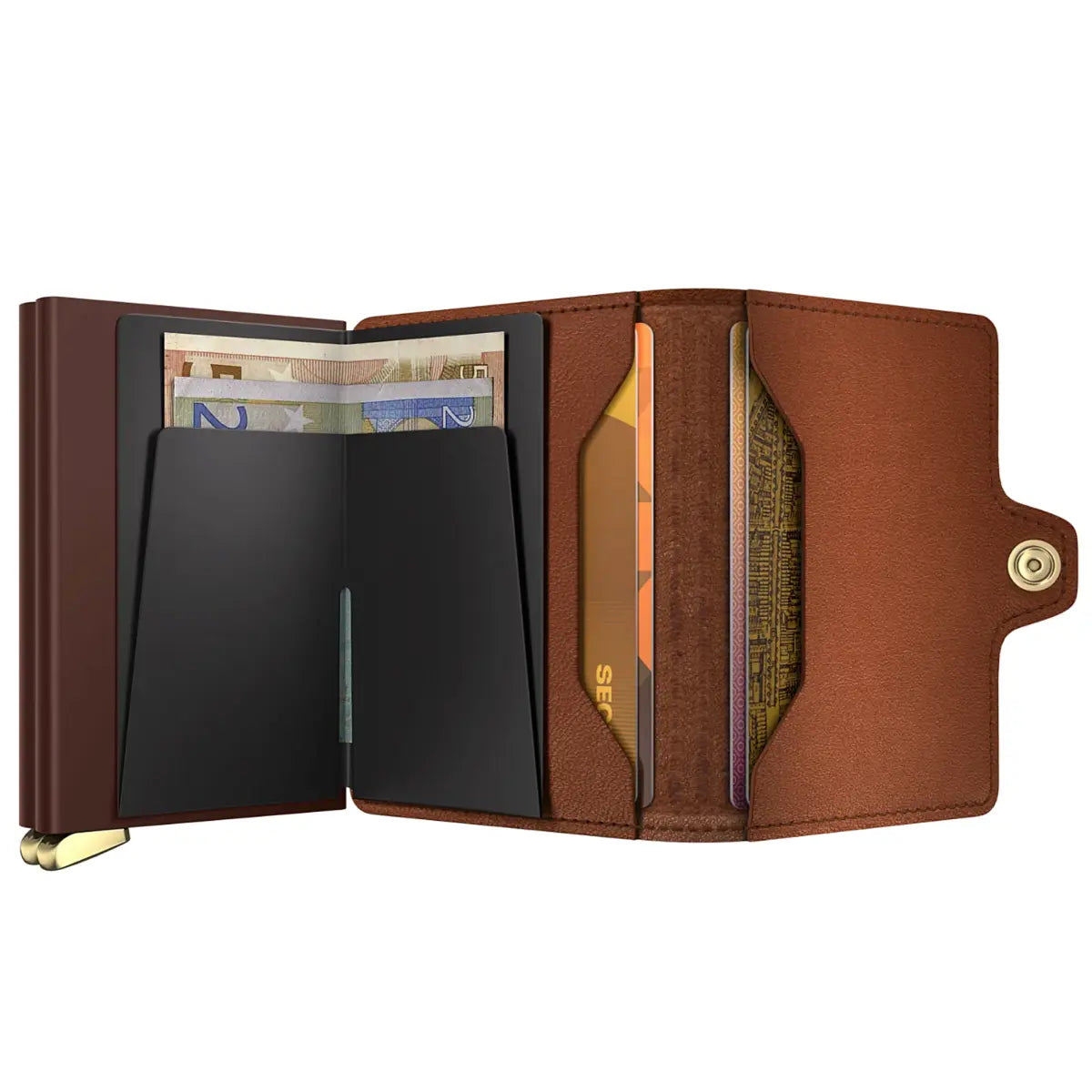 Secrid Premium+ Twinwallet Compact RFID Wallet - Emboss Lines Cognac+