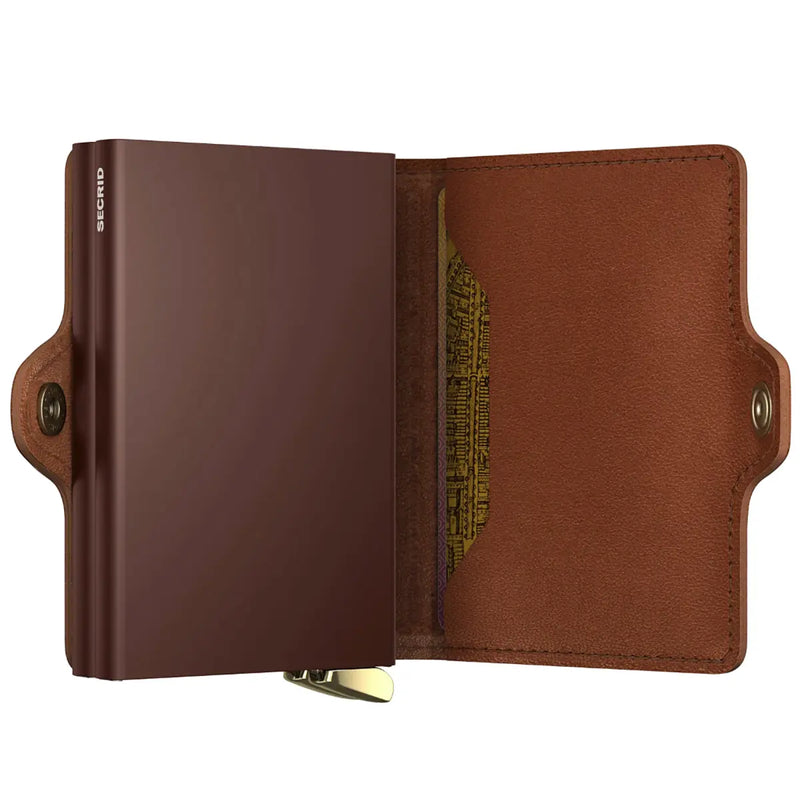 Secrid Premium+ Twinwallet Compact RFID Wallet - Emboss Lines Cognac+