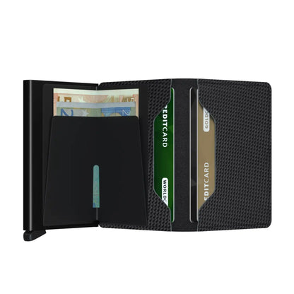 Wallet includes spaces for 6 extra cards and banknotes