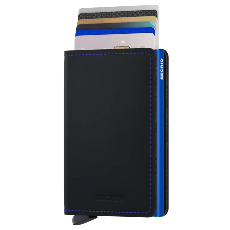 Secrid Slimwallet Compact RFID Wallet - Matte Black / Blue