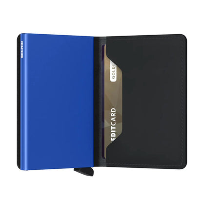 Secrid Slimwallet Compact RFID Wallet - Matte Black / Blue