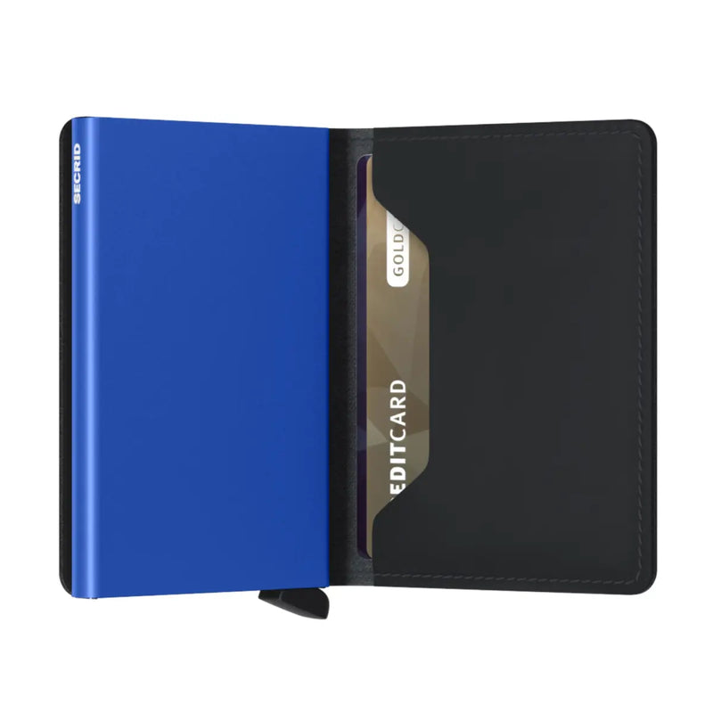 Secrid Slimwallet Compact RFID Wallet - Matte Black / Blue