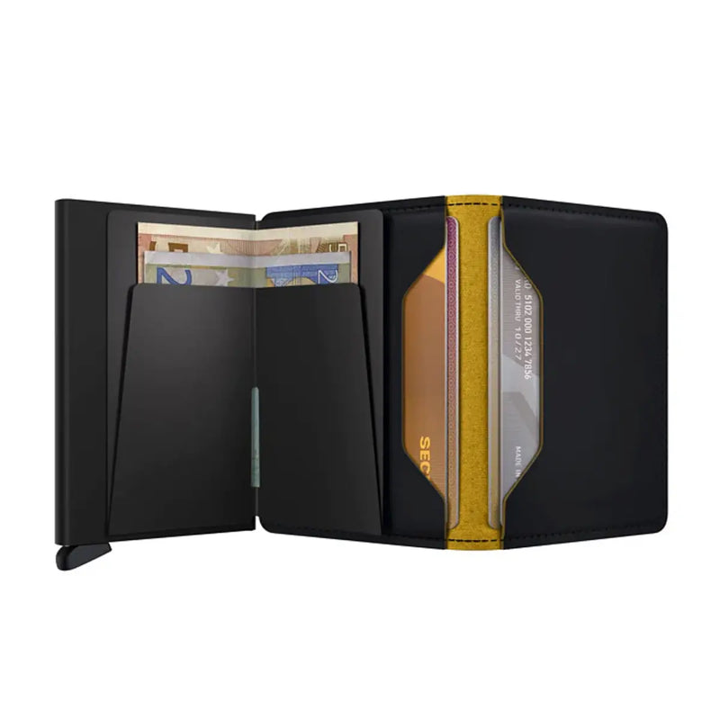 Wallet includes spaces for extra cards and cash