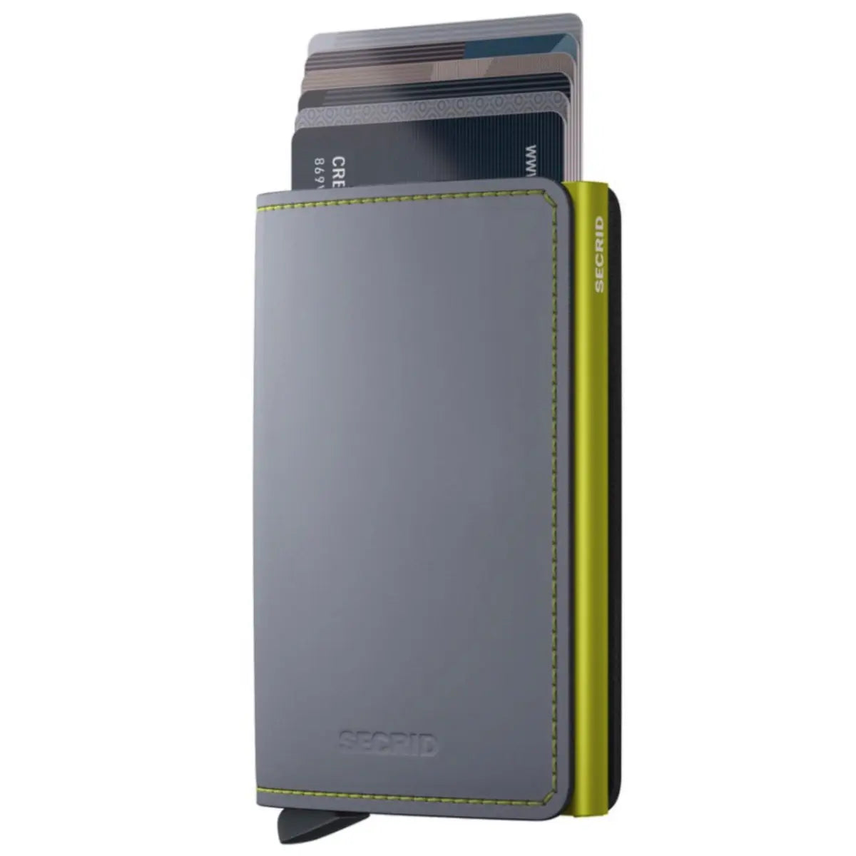Secrid Slimwallet Compact RFID Wallet - Matte Grey / Lime