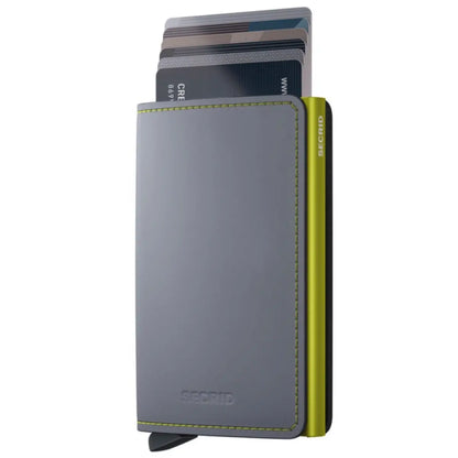 Secrid Slimwallet Compact RFID Wallet - Matte Grey / Lime