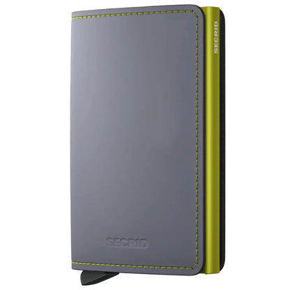 Secrid Slimwallet Compact RFID Wallet - Matte Grey / Lime