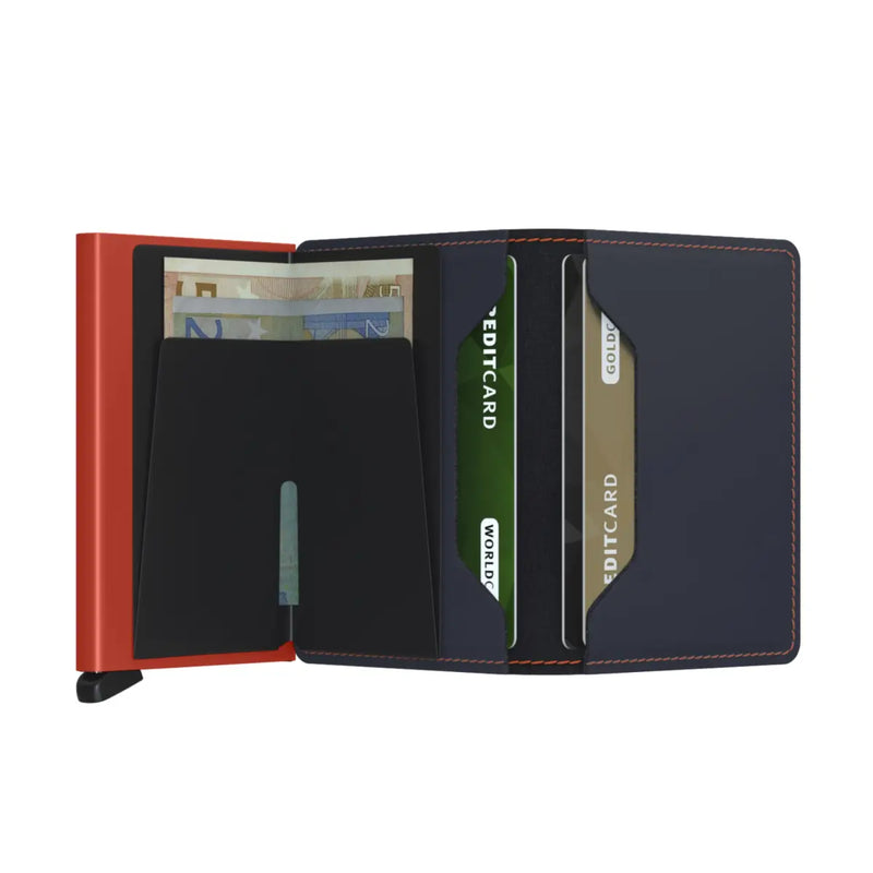 Secrid Slimwallet Compact RFID Wallet - Matte Night Blue / Orange