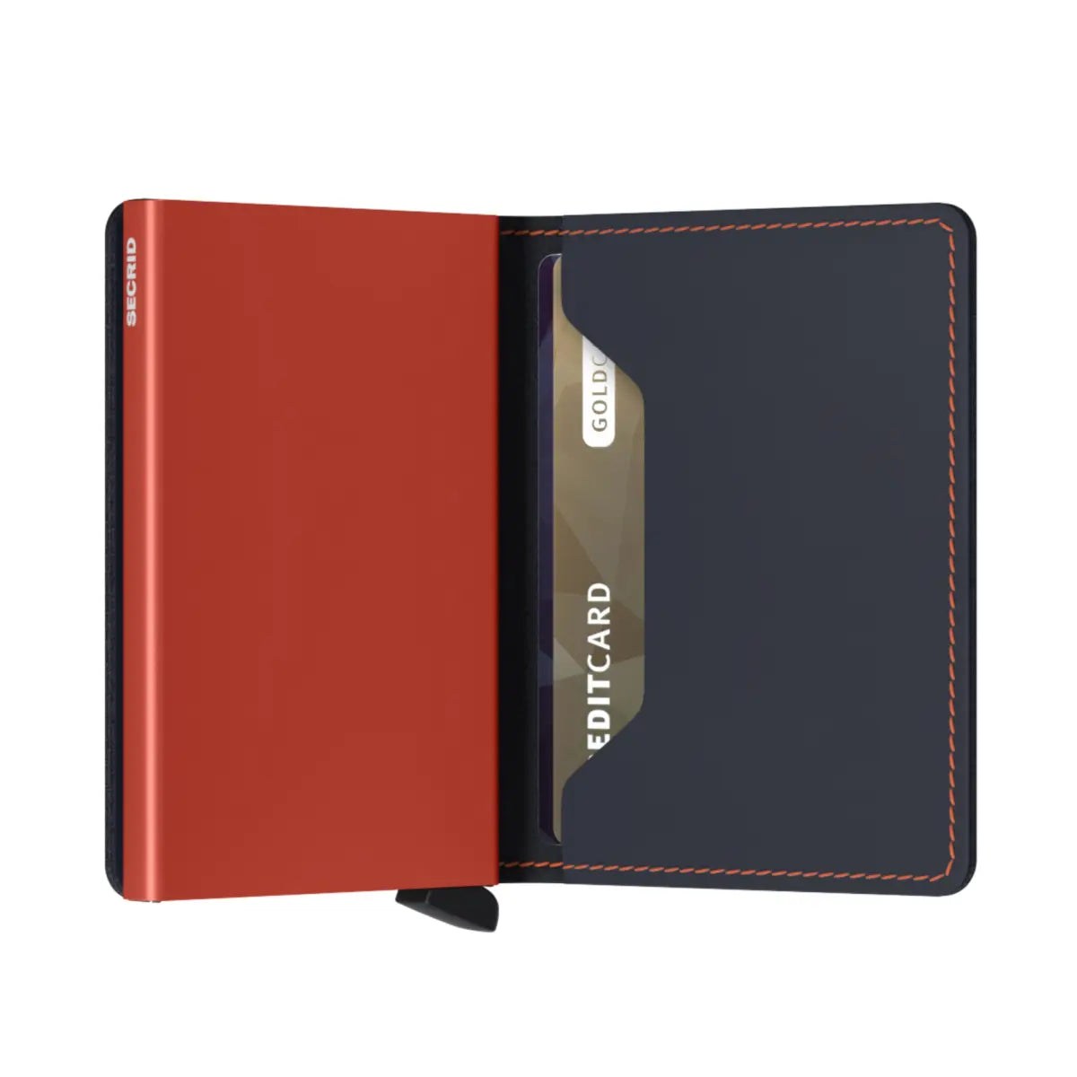 Secrid Slimwallet Compact RFID Wallet - Matte Night Blue / Orange