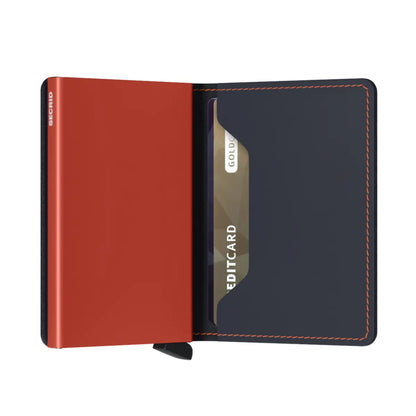 Secrid Slimwallet Compact RFID Wallet - Matte Night Blue / Orange