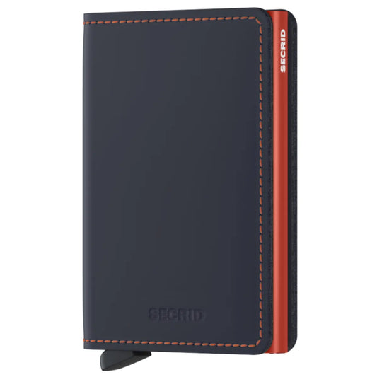 Secrid Slimwallet Compact RFID Wallet - Matte Night Blue / Orange