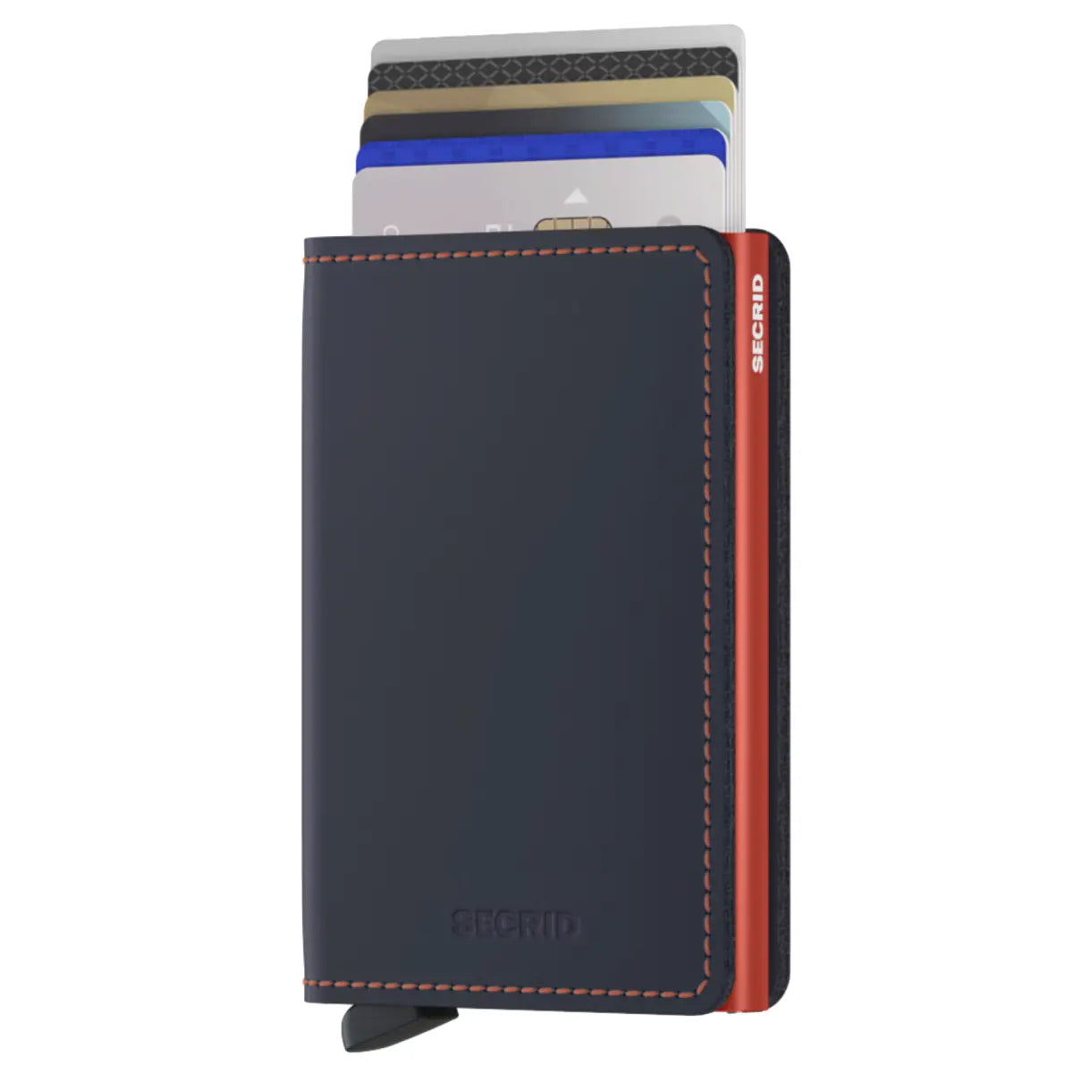 Secrid Slimwallet Compact RFID Wallet - Matte Night Blue / Orange
