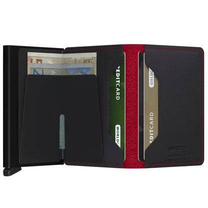Secrid Slimwallet Compact RFID Wallet - Perforated - Black / Red