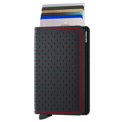 Secrid Slimwallet Compact RFID Wallet - Perforated - Black / Red