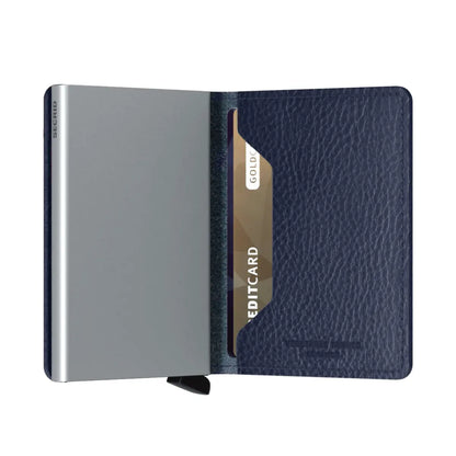 Secrid Slimwallet Compact RFID Wallet - Veg Tanned Navy / Silver