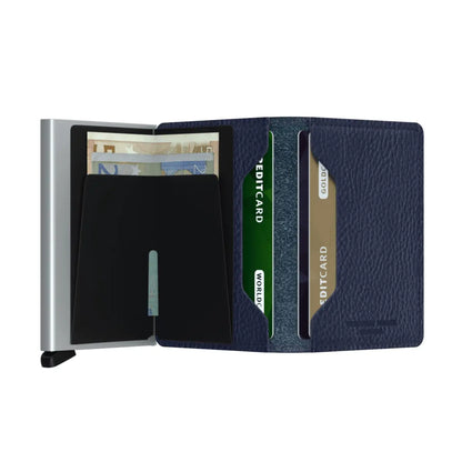 Secrid Slimwallet Compact RFID Wallet - Veg Tanned Navy / Silver