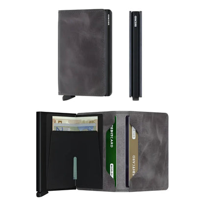 Compact Wallet - Slimwallet - Vintage Grey - Black
