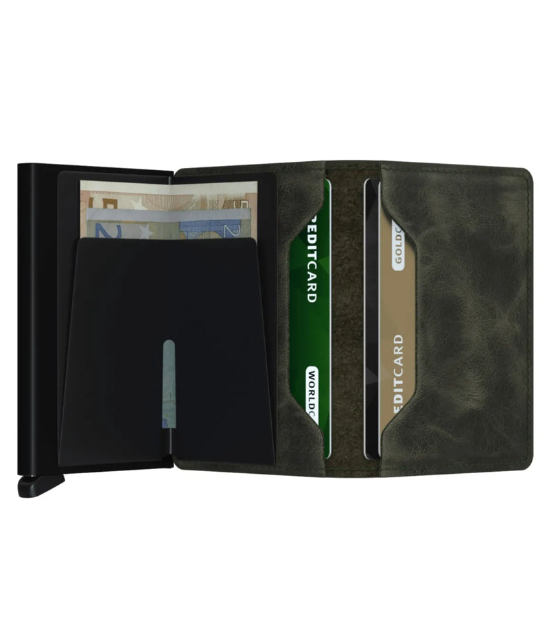 Secrid Slimwallet Compact RFID Wallet - Vintage Leather - Olive Black
