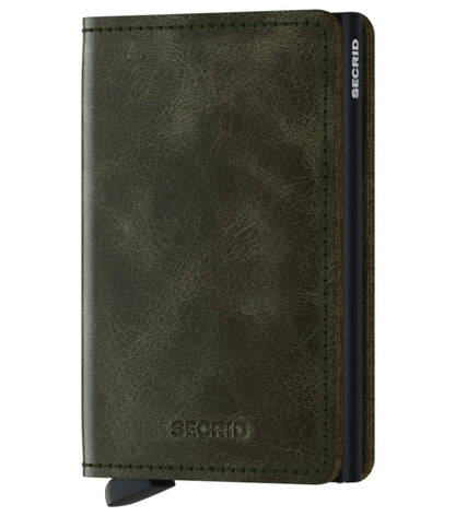 Secrid Slimwallet Compact RFID Wallet - Vintage Leather - Olive Black