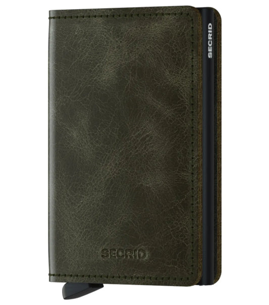 Secrid Slimwallet Compact RFID Wallet - Vintage Leather - Olive Black