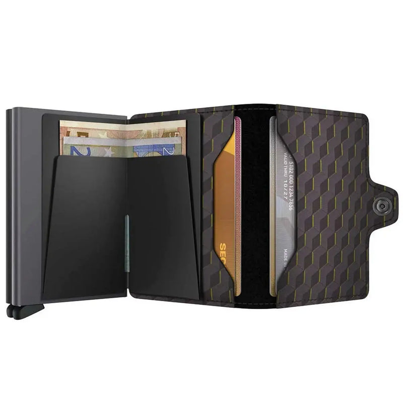 Secrid Twinwallet Compact RFID Wallet - Optical Grey-Yellow