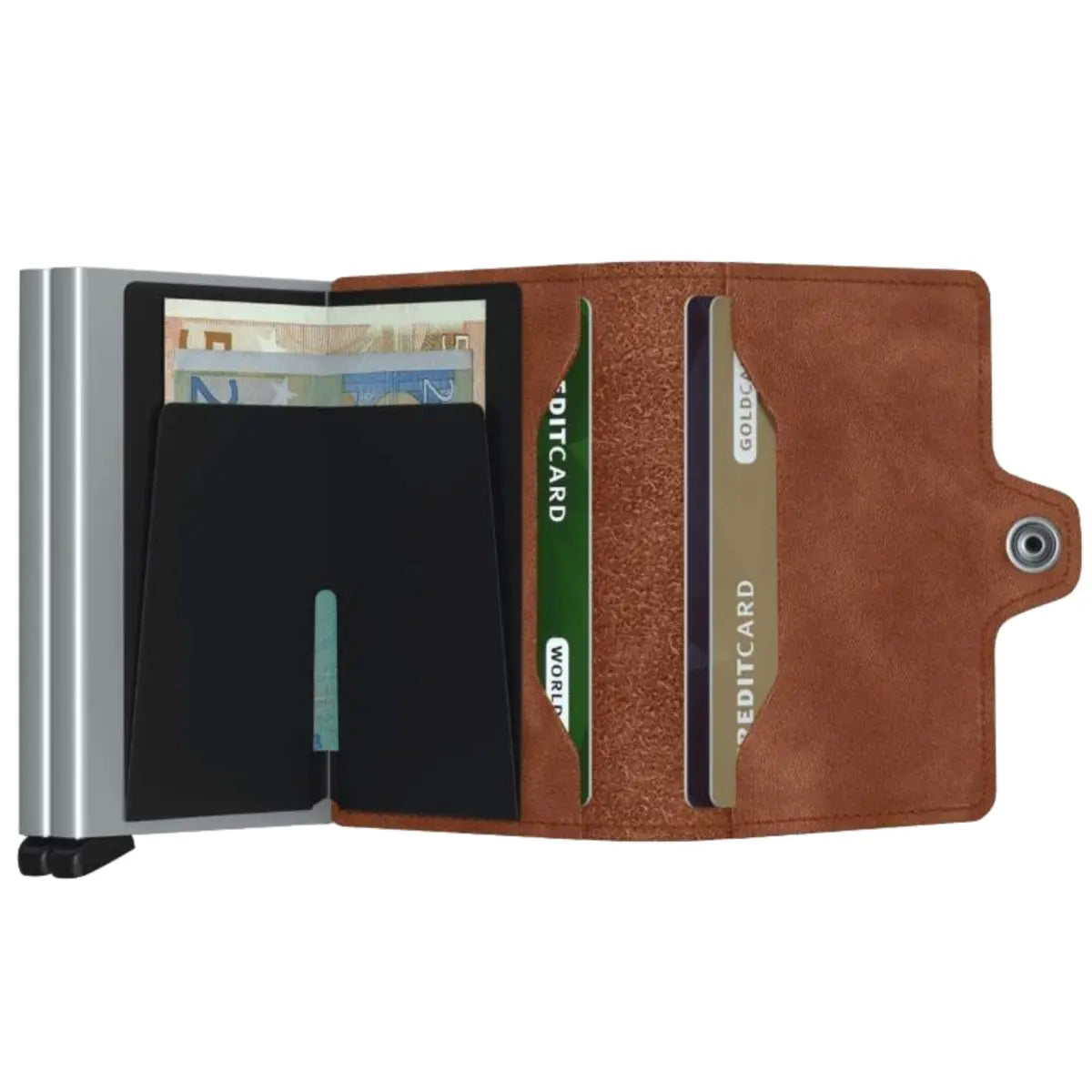 Secrid Twinwallet Compact RFID Wallet - Vintage Cognac-Silver
