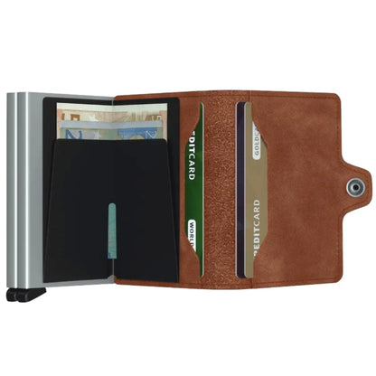 Secrid Twinwallet Compact RFID Wallet - Vintage Cognac-Silver