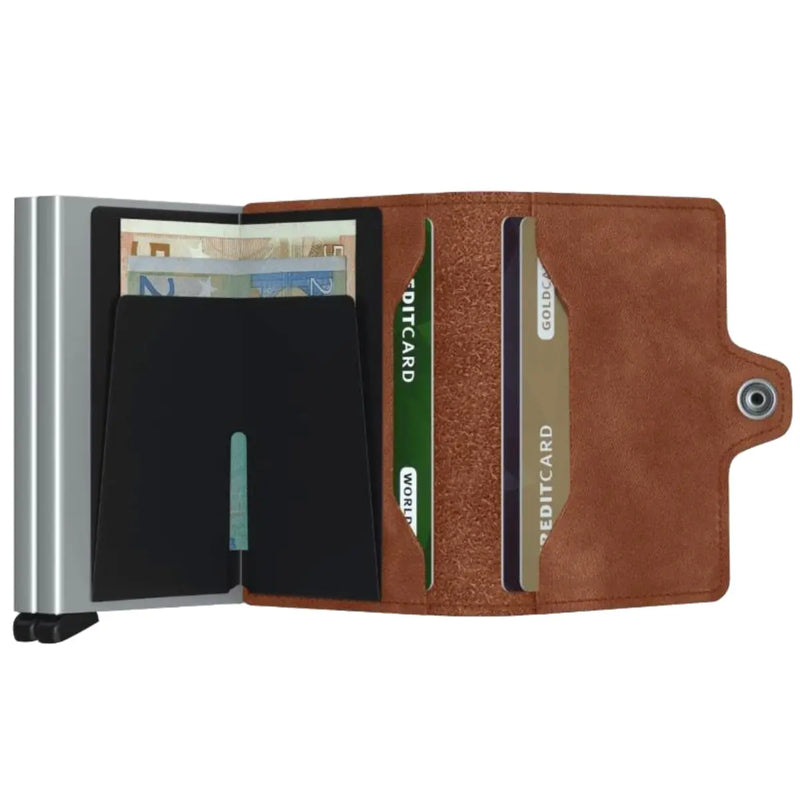 Secrid Twinwallet Compact RFID Wallet - Vintage Cognac-Silver