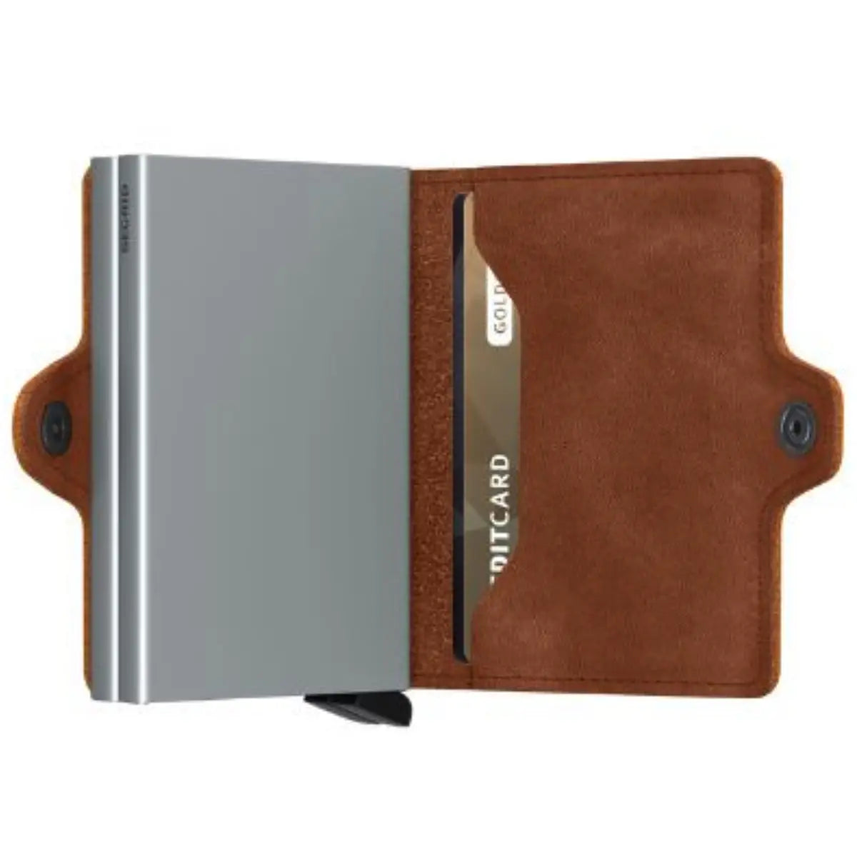Secrid Twinwallet Compact RFID Wallet - Vintage Cognac-Silver
