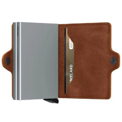 Secrid Twinwallet Compact RFID Wallet - Vintage Cognac-Silver
