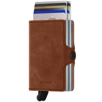 Secrid Twinwallet Compact RFID Wallet - Vintage Cognac-Silver