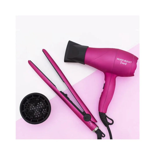 Silver Bullet Luxe Travel Set - Hair Dryer and Straightener - Pink