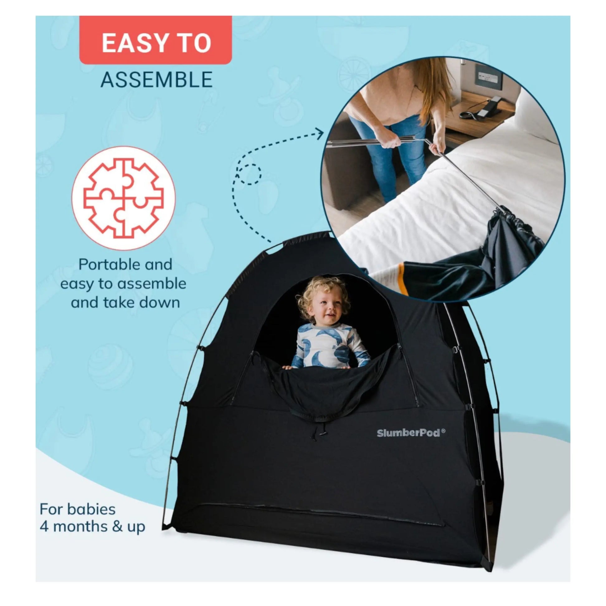 SlumberPod Baby Privacy Sleep Pod 3.0 - Black / Grey