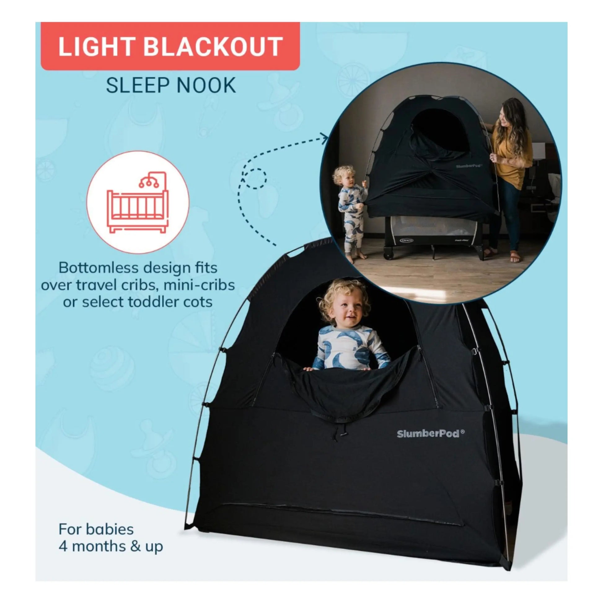 SlumberPod Baby Privacy Sleep Pod 3.0 - Black / Grey