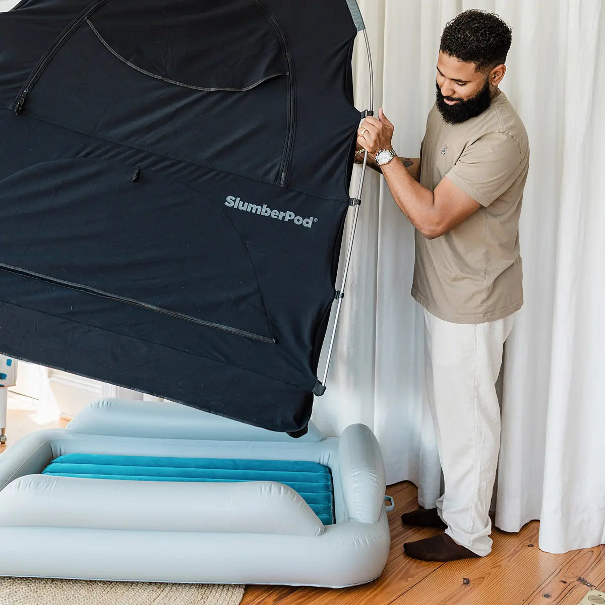 SlumberPod SlumberTot Inflatable Toddler Bed - Grey/Teal