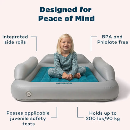SlumberPod SlumberTot Inflatable Toddler Bed - Grey/Teal