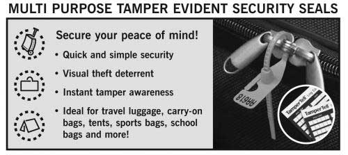 TamperTell Suitcase Deluxe Security Seals: 20 Pack