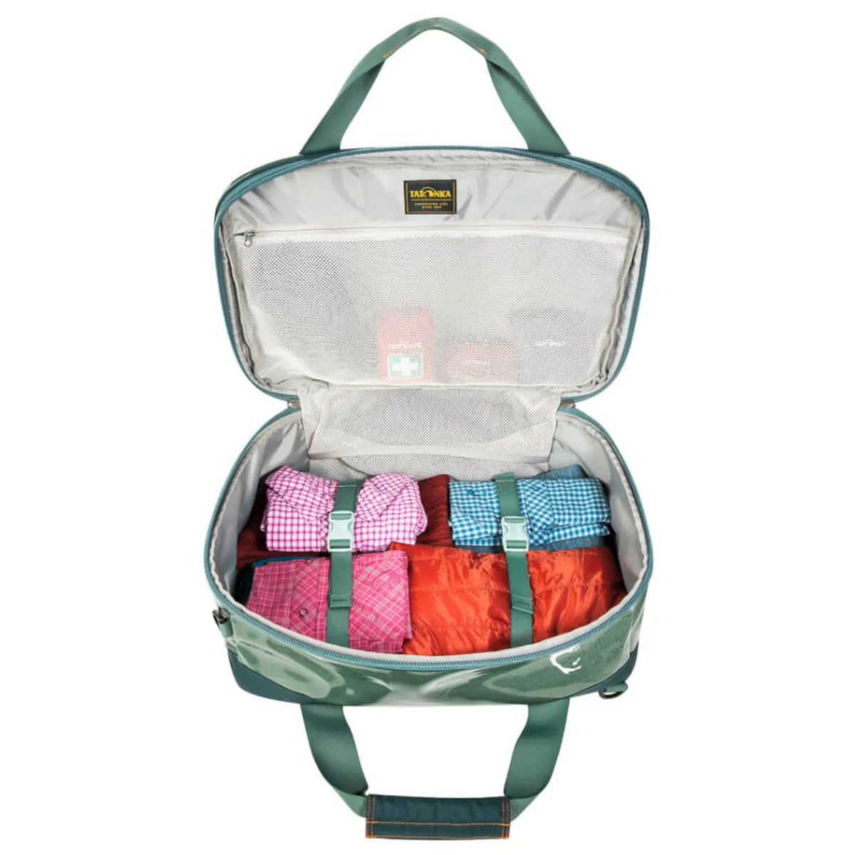 Tatonka 35L Flight Barrel Bag - Carry-On Duffel Backpack - Sage Green