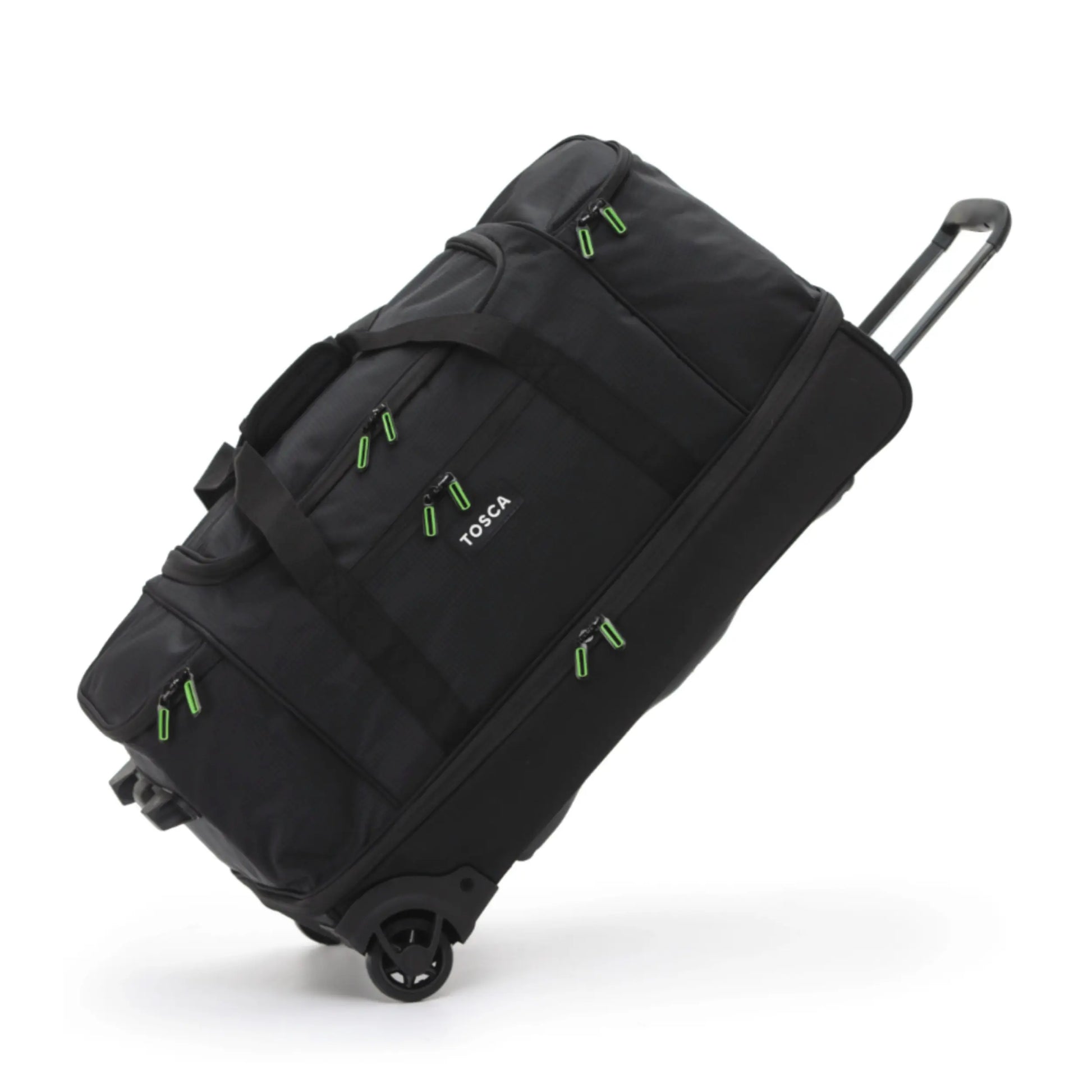 Tosca 70 cm Split Compartment Wheeled Duffle Bag - Black / Lime