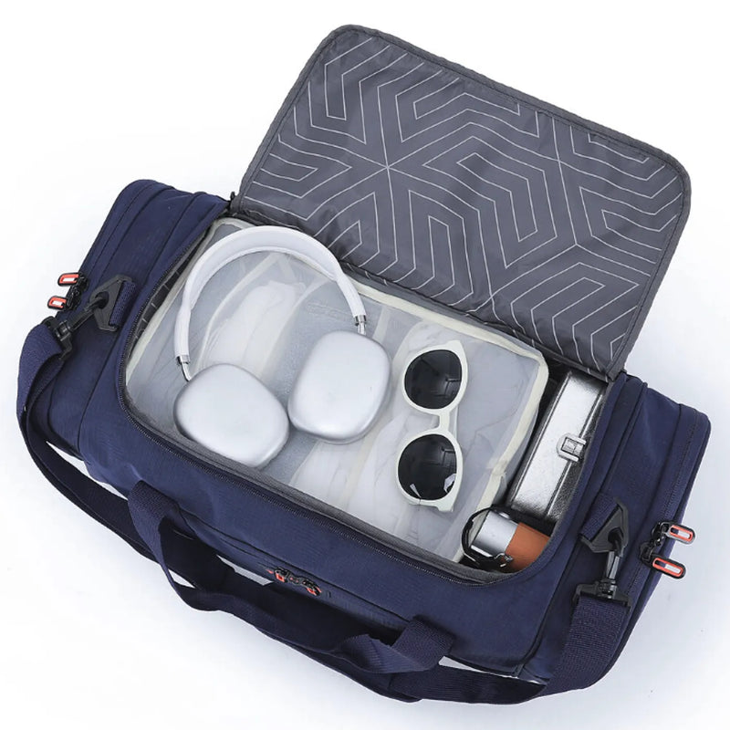 Tosca 70 cm Split Compartment Wheeled Duffle Bag - Navy / Orange