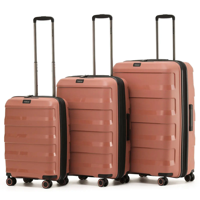 Tosca Comet 4-Wheel Expandable Suitcase Set of 3 - Mocha (Small, Medium and Large)